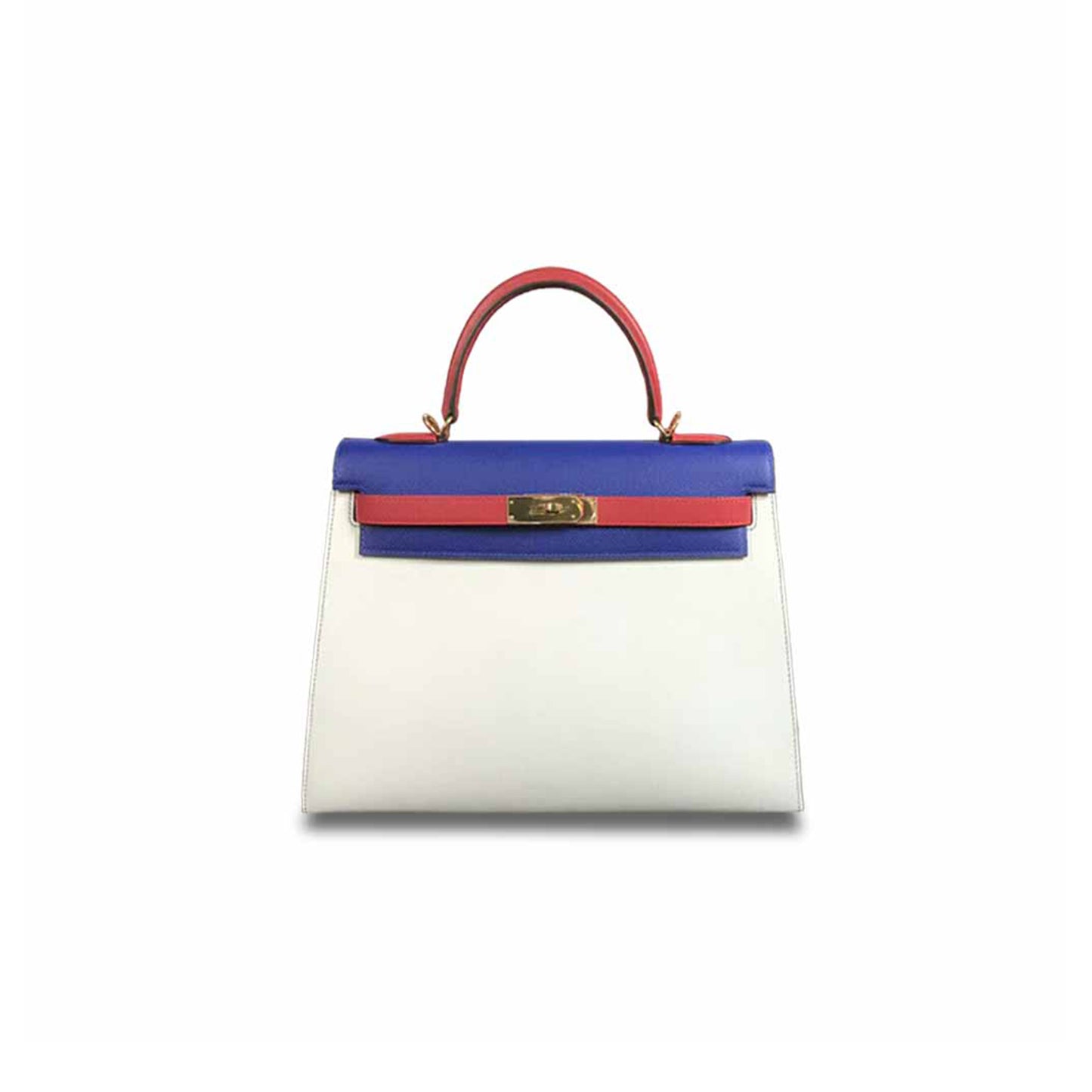 H**mes master kelly 28 electric blue with white and chinese red gold buckle (28*22*10cm)