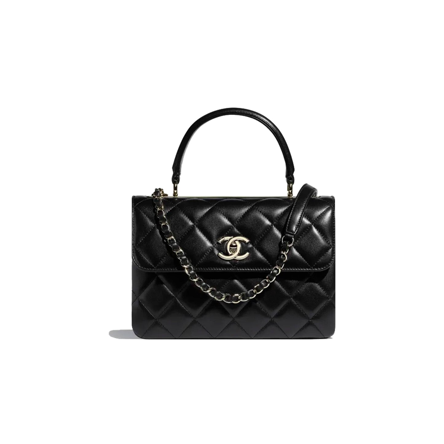 Ch*el trendy flap bag with top handle silver hardware a92236 y60767 94305 (25*17*12cm)