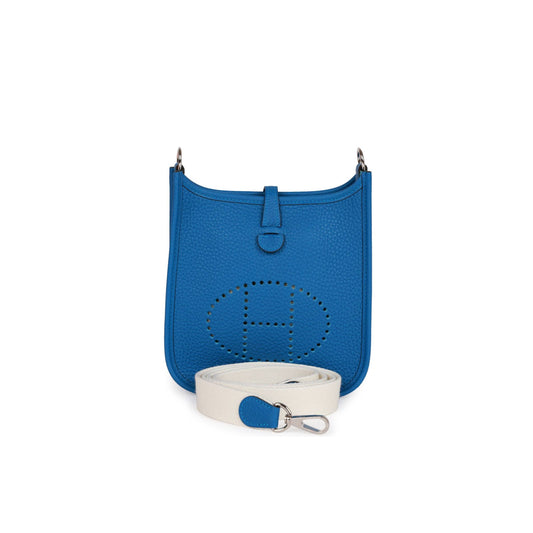 H**mes evelyne tpm bleu mykonos clemence palladium hardware (17cm)