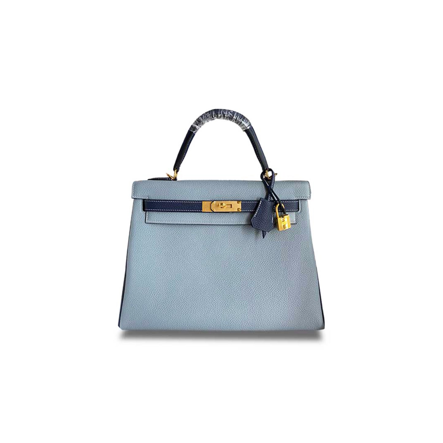 H**mes kelly 32 togo linen blue and dark blue gold buckle (32*23*10.5cm)