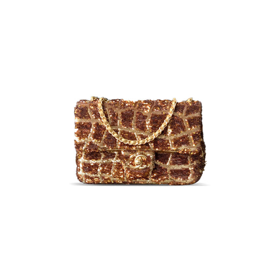 Ch*el sequin half flap small 382462 (20*13*7cm)