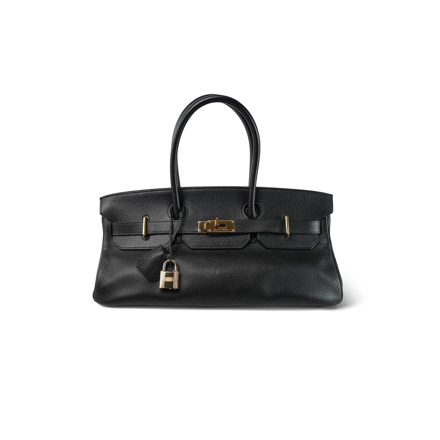 H**me5 master shoulder birkin 42 jpg noir clemence gold plated 436528 (42*20*18cm)