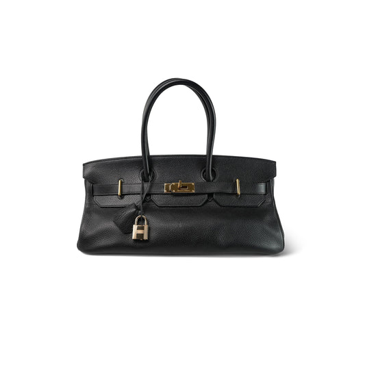 H**me5 master shoulder birkin 42 jpg noir clemence gold plated 436528 (42*20*18cm)