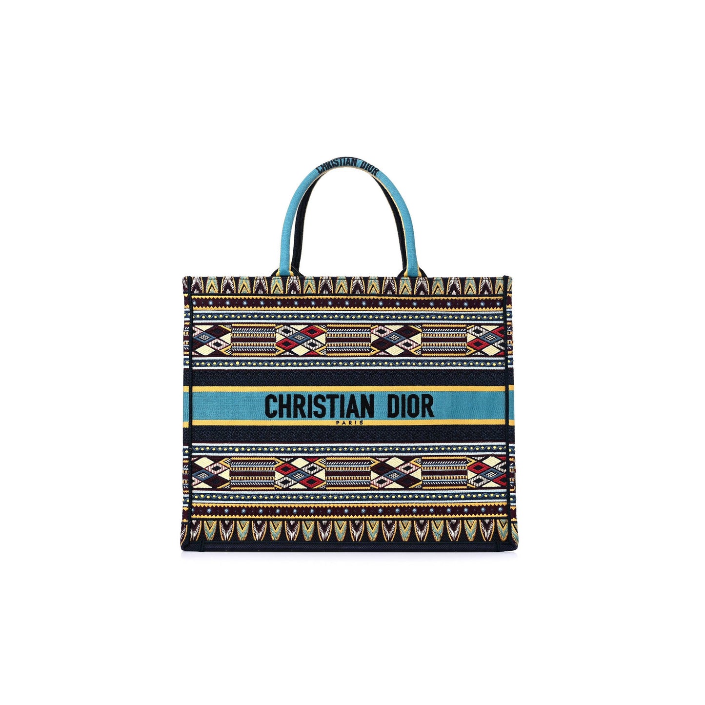 D*or canvas embroidered book tote blue multicolor (42*34*17.8cm)