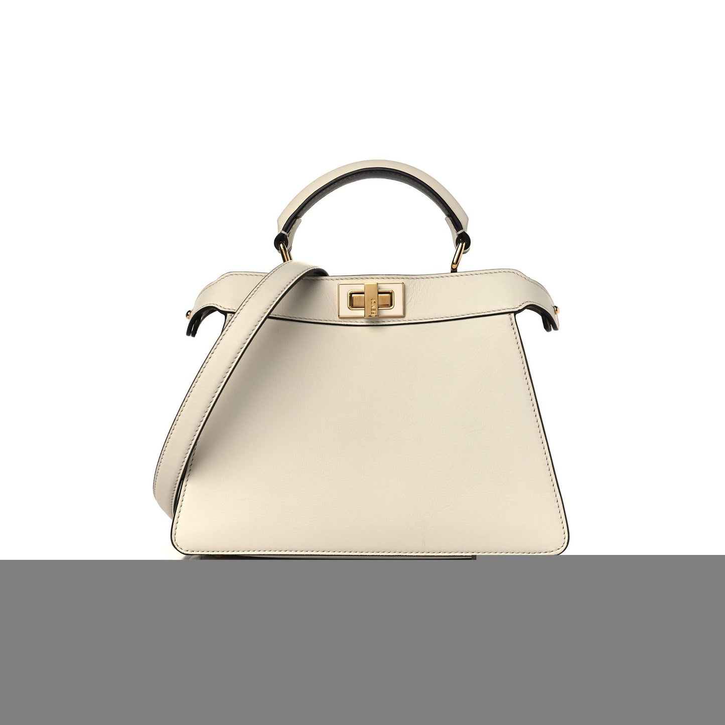 F**di vitello seta nappa plexiglass bi-color peekaboo i see u satchel white ice sand (20*15*9cm)