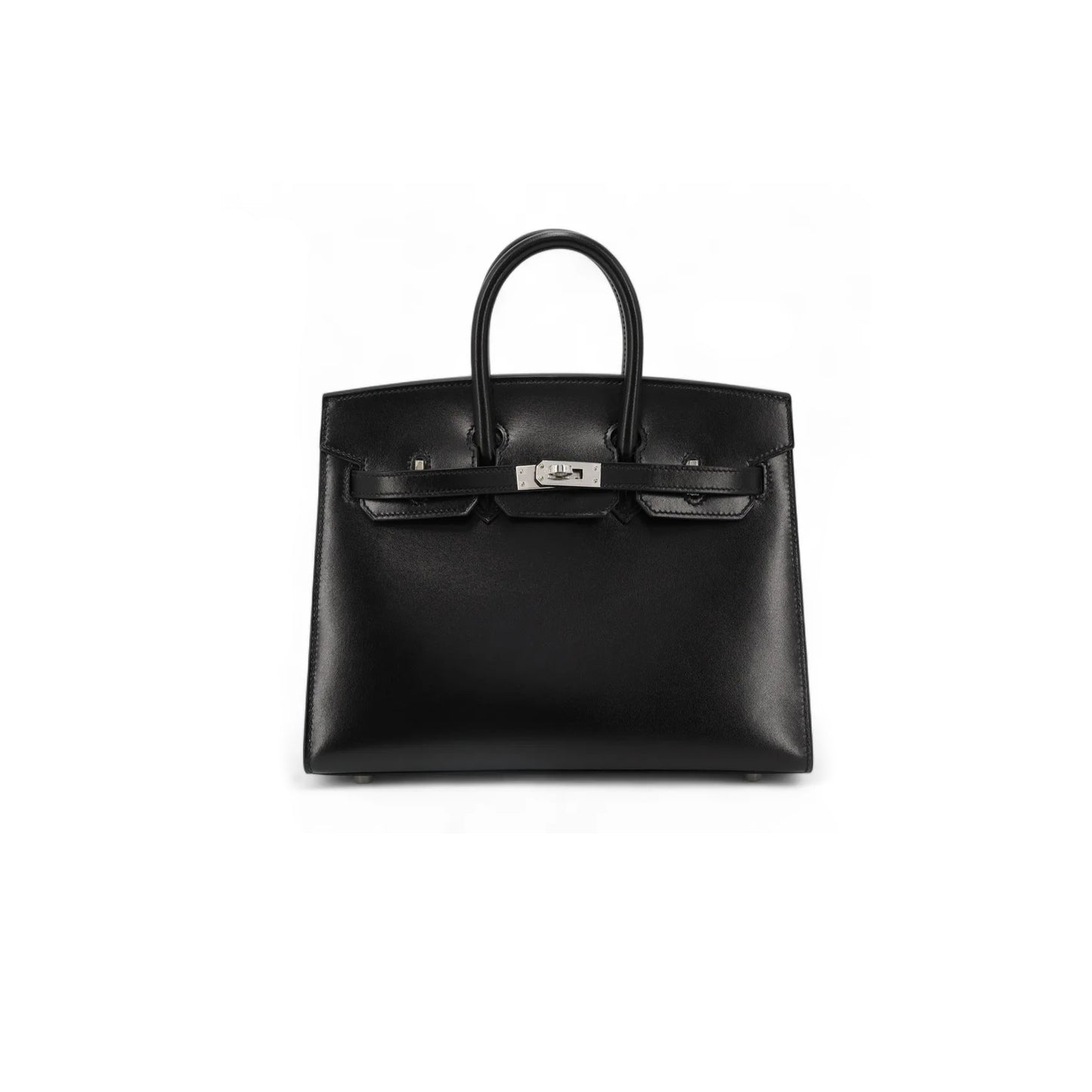 H**mes master birkin 25 box leather black silver buckle h029283ck86 (25*20*13cm)