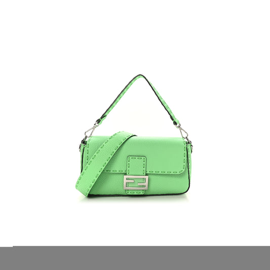 F**di cuoio roma sellerissima nappa sintetica tape stitch baguette edamame (27*15*6cm)