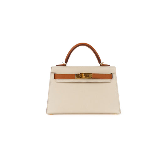 H**mes master mini kelly ii cream white epsom gold hardware (19*12*5.5cm)