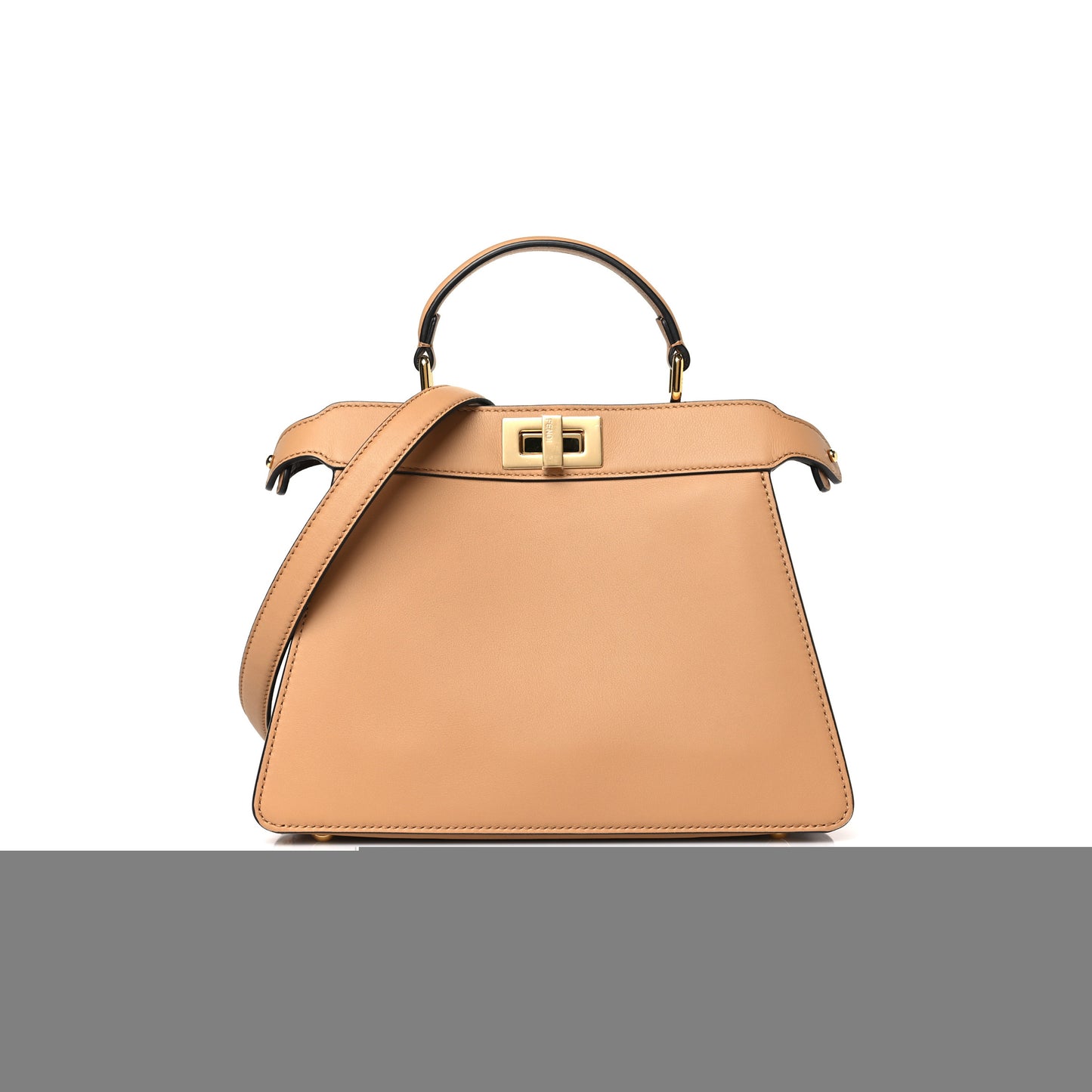 F**di vitello seta nappa bi-color small peekaboo i see u satchel miele scuro light rose tortora (27*20*11cm)