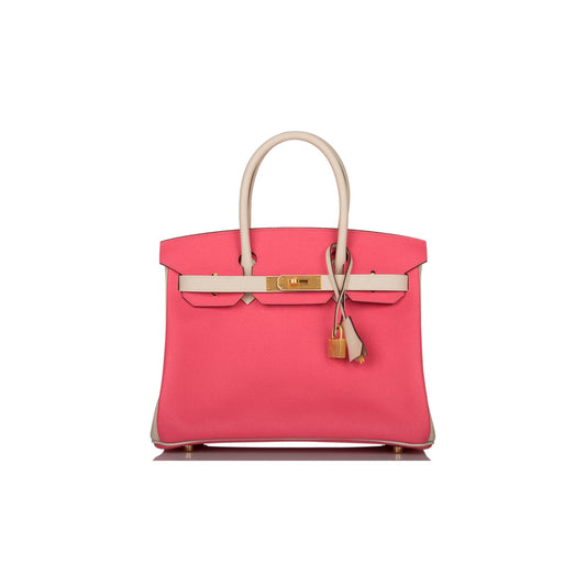 H**mes special order (hss) birkin 30 craie and rose azalee epsom brushed gold hardware ( 30cm*22*16cm)
