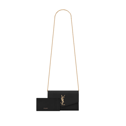 Y*L uptown chain wallet in grain de poudre embossed leather 6077881gf0j1000 (19*22*3cm)