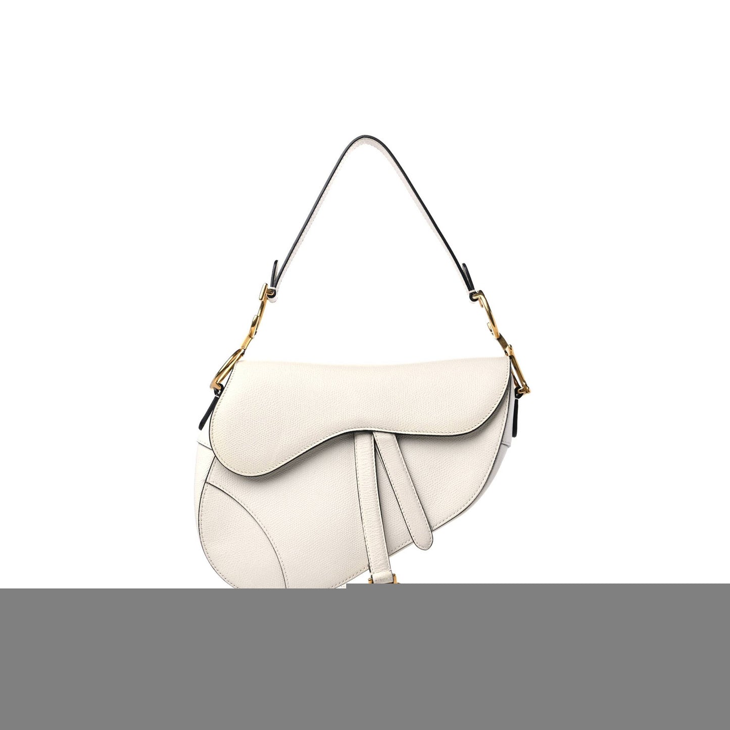 D*or grained calfskin saddle bag white (25*22*5.1cm)