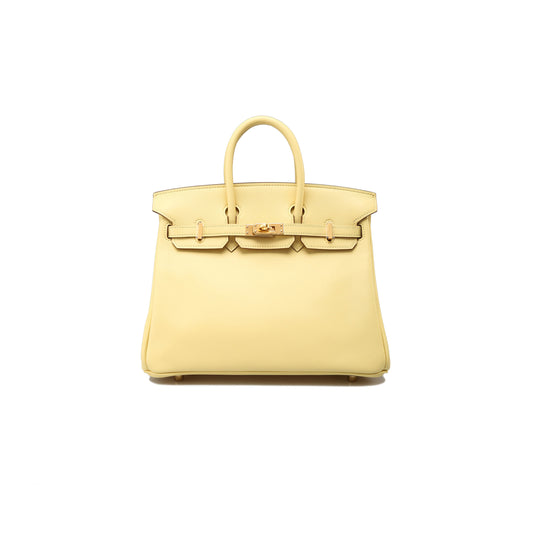 h**mes birkin 25 swift leather G003e egg yellow gold buckle bag h049362ck07 (25*20*13cm)