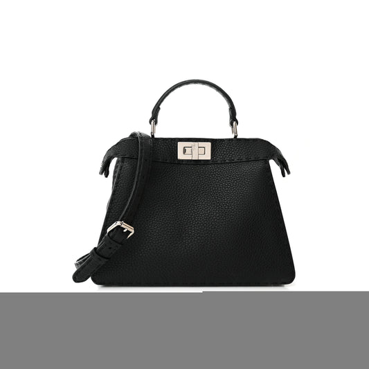 F**di cuoio romano selleria small peekaboo i see u satchel black camel sunflower (27*20*11cm)