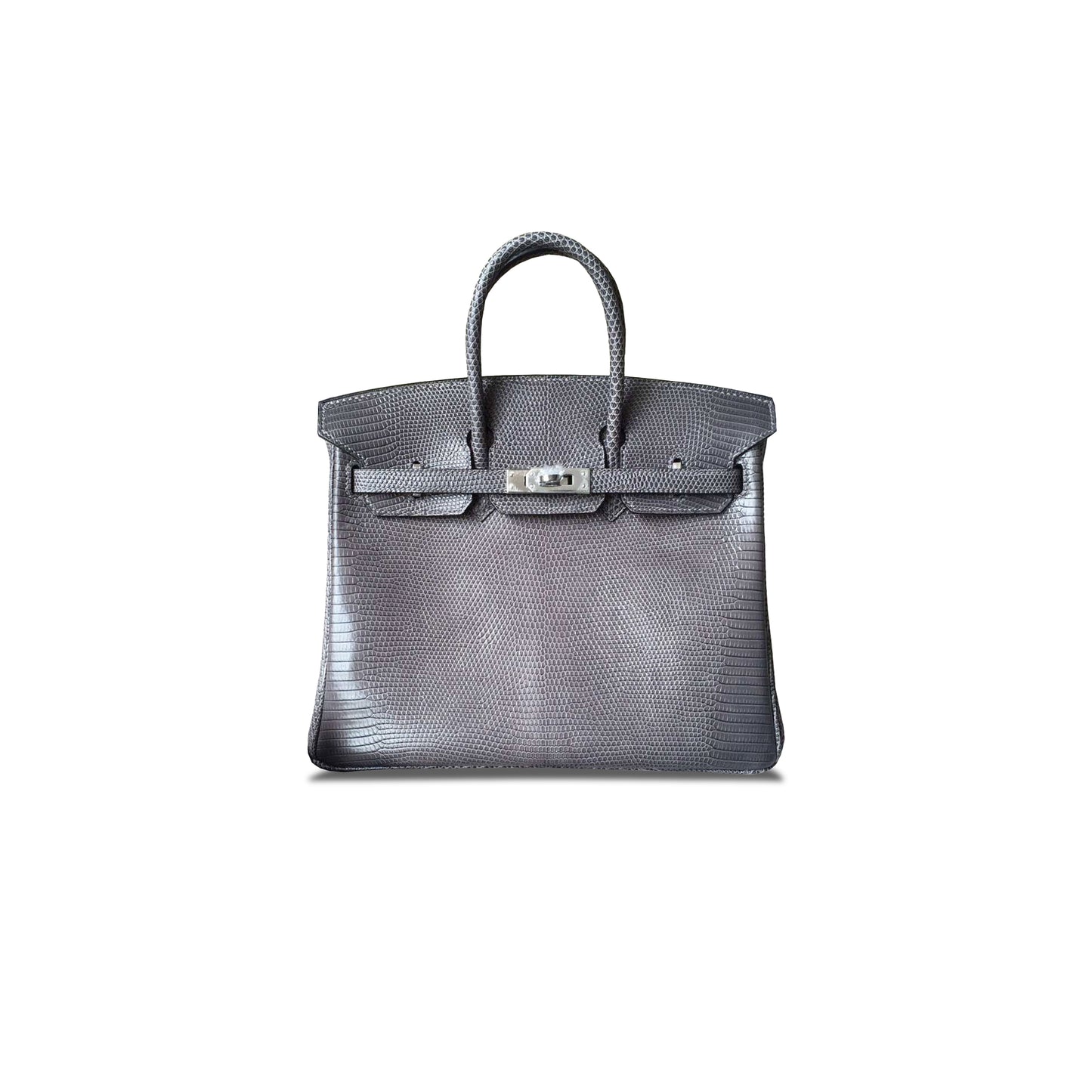 H**mes master birkin 25 lizard agate grey silver buckle h028352ca03 (25*20*13cm)