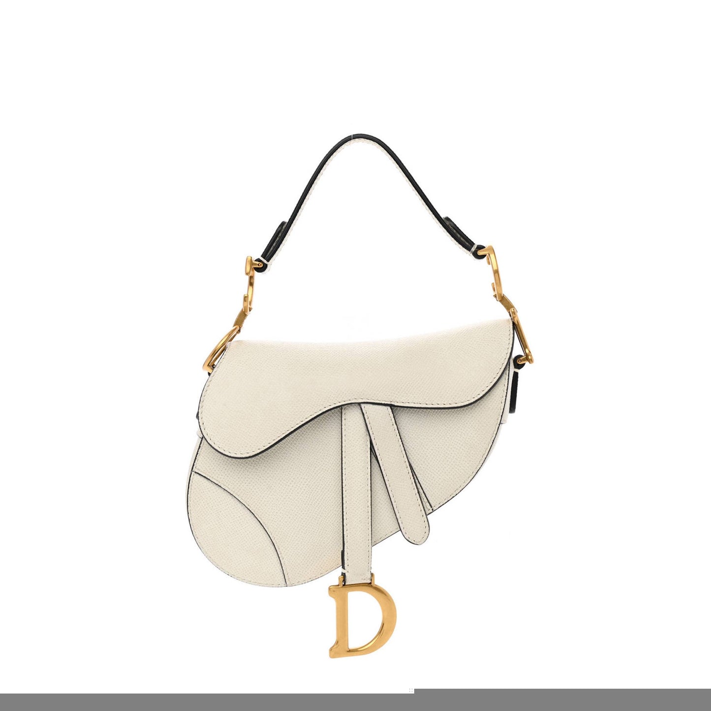 D*or grained calfskin mini saddle bag white (19 x 15 x 6 cm)
