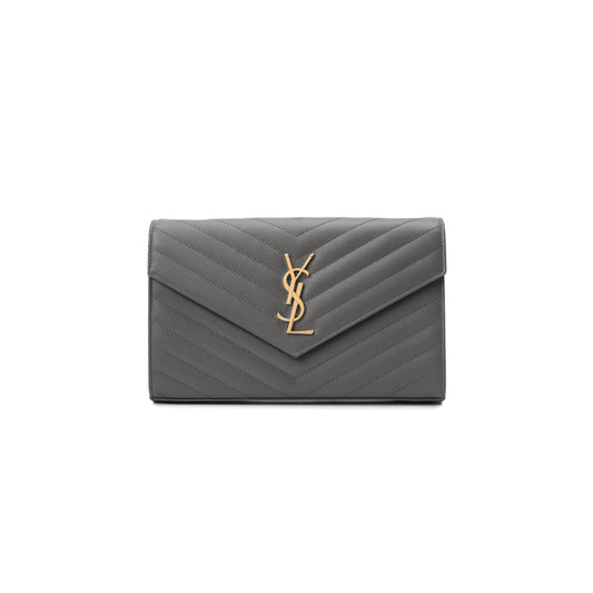 Y*L cassandre matelassÉ chain wallet in grain de poudre embossed leather 377828300659 (22.5*14*4cm)