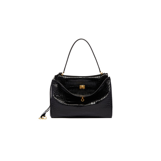 Ba*len*cia*ga women''s rodeo medium handbag crocodile embossed in black 7897722aa5l1000 (35*23.3*10.9)