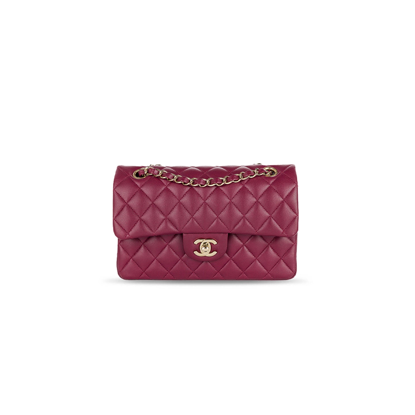 Ch**el burgundy lambskin classic small double flap bag (23*14*6.5cm)
