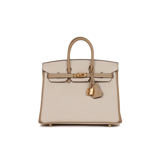 H**mes special order (hss) birkin 25 craie and trench togo gold hardware handmade (25cm)