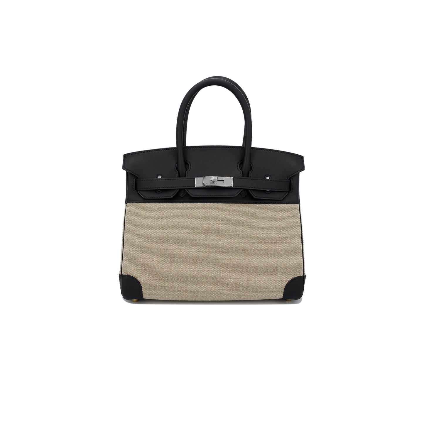 H**mes master birkin 30 black swift canvas silver buckle h082686cka5 (30*23*15cm)