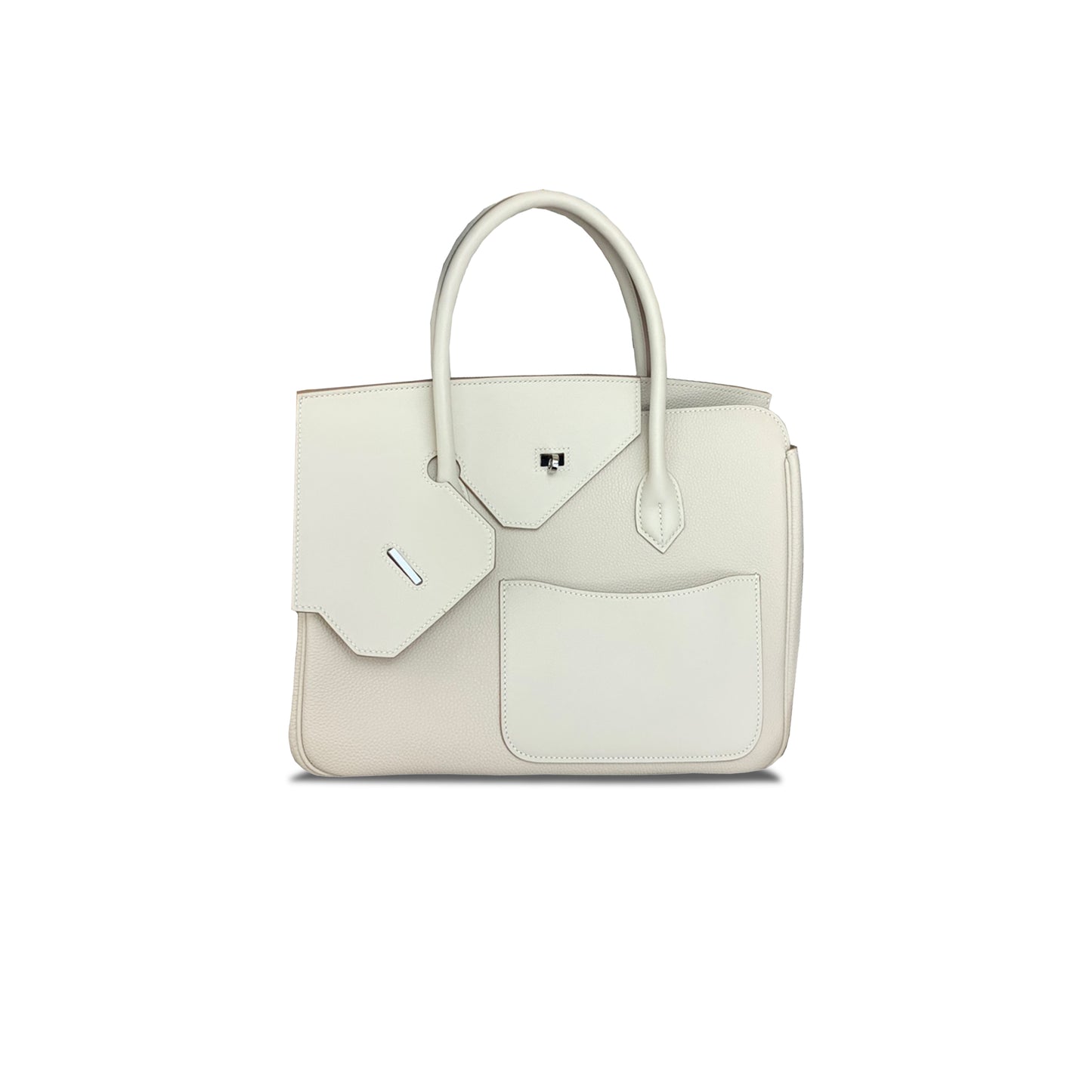 H**mes master birkin 30 togo and swift naturelle leather white silver buckle h028539ck02 (30*22*16cm)