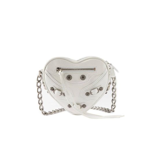 Ba*len*cia*ga white le cagole heart mini leather cross-body bag matchesfashion us (15.2*13.2*5cm)