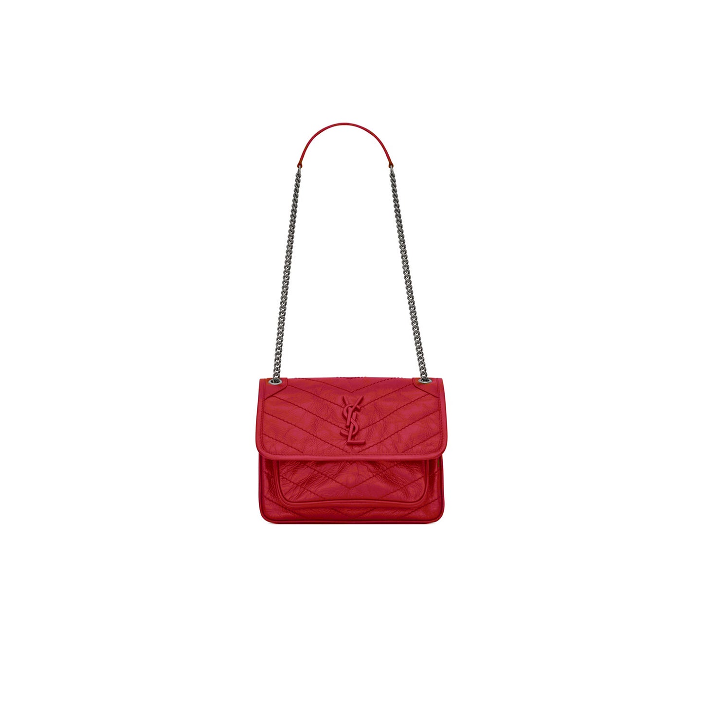 Y*L niki baby chain bag in crinkled vintage leather 5330370en046805 (21*16*7.5cm)