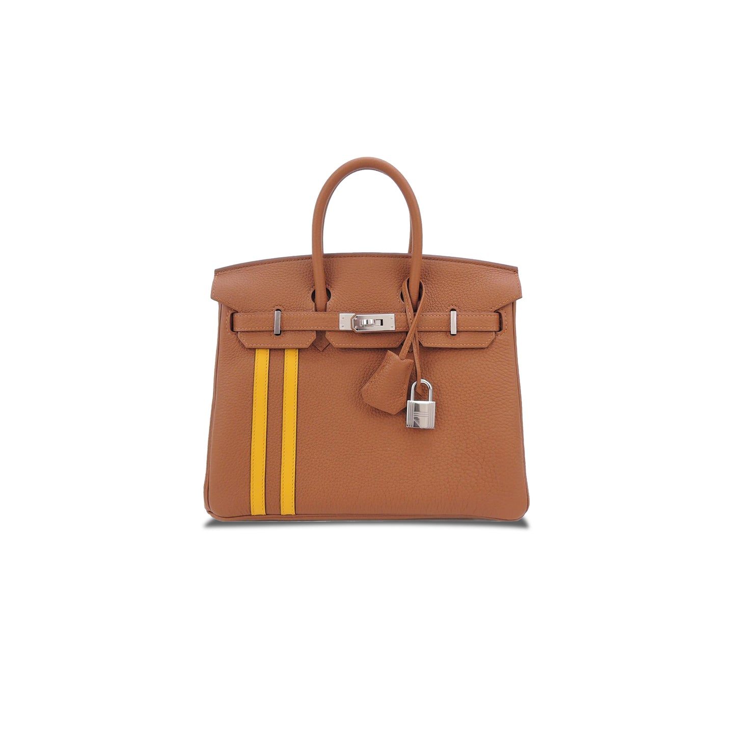 h**mes birkin 25 togo leather G01den brown amber yellow silver buckle bag 1826222107982 (25*20*13cm)