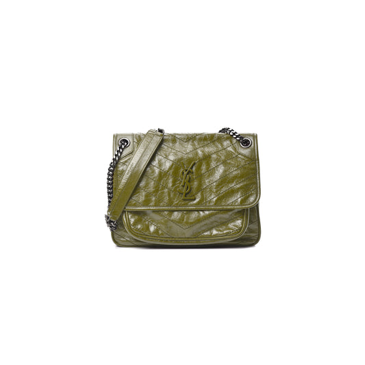 Y*L niki medium chain bag in crinkled vintage leather 498894665470 (28*20*8.5cm)