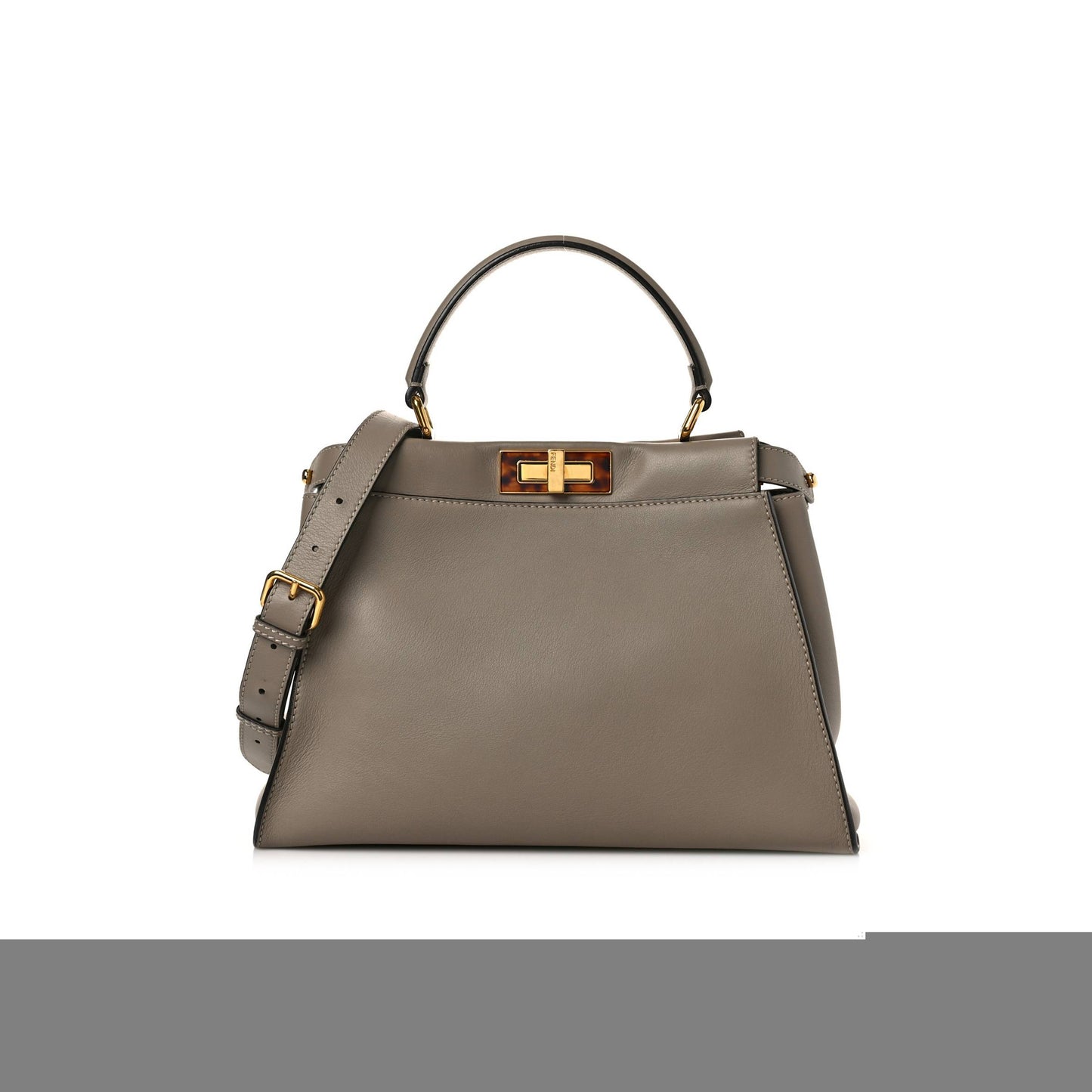 F**di vitello seta plexiglass tortoise medium peekaboo iconic satchel tortora (33*25*13cm)
