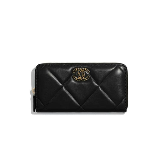 Ch*el 19 long zipped wallet gold hardware (19*10*2cm)
