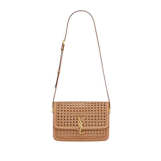 Y*L solferino medium satchel in wicker and leather 634305 (23*16*6cm)