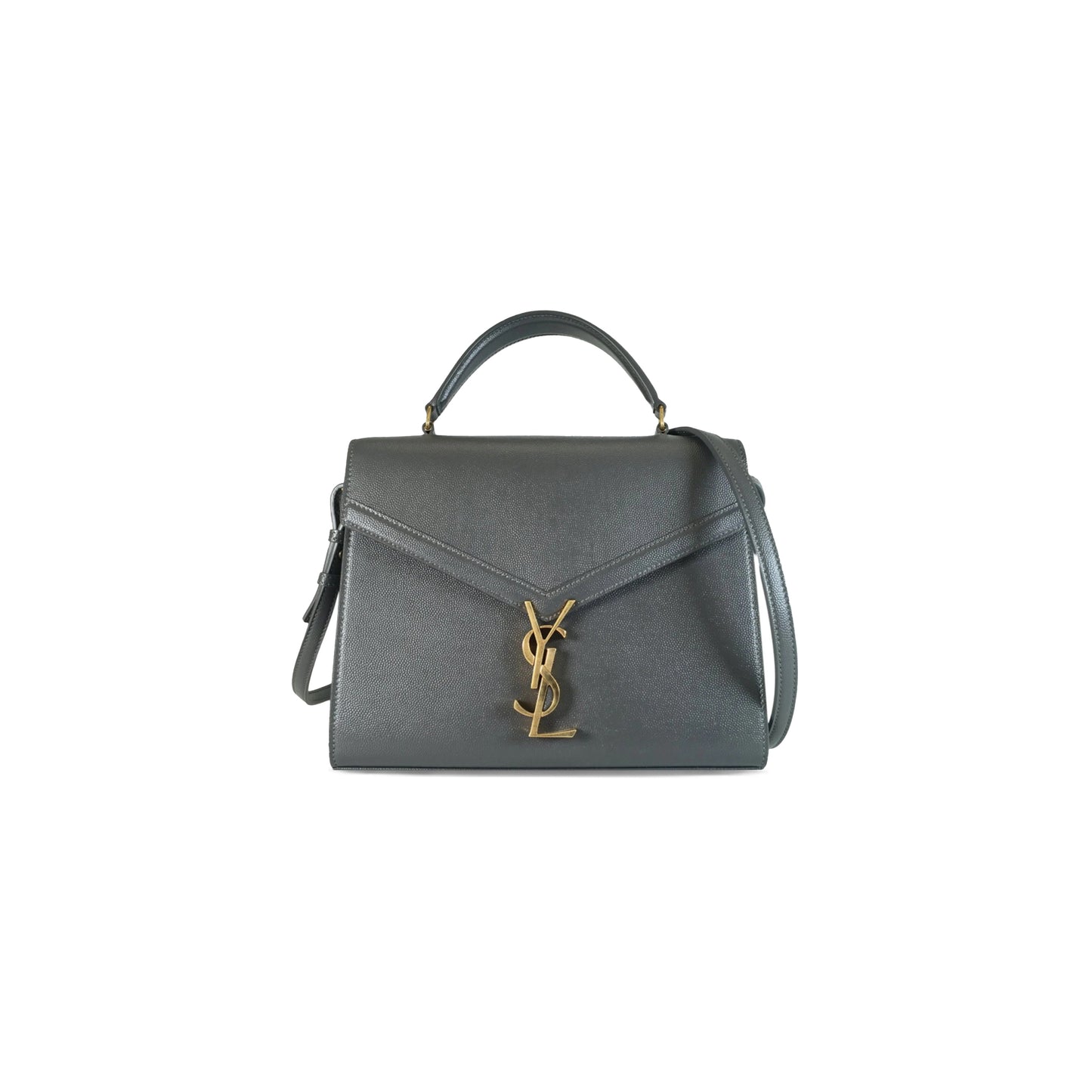 Y*L cassandra medium top handle bag in grain de poudre embossed leather 578000nl4rh8 (24.5*20*11.5cm)