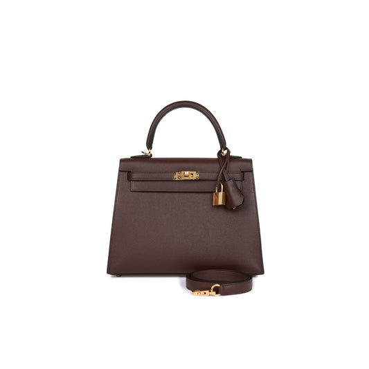 H**mes kelly sellier 25 rouge sellier epsom gold hardware handmade (25*17*7cm)