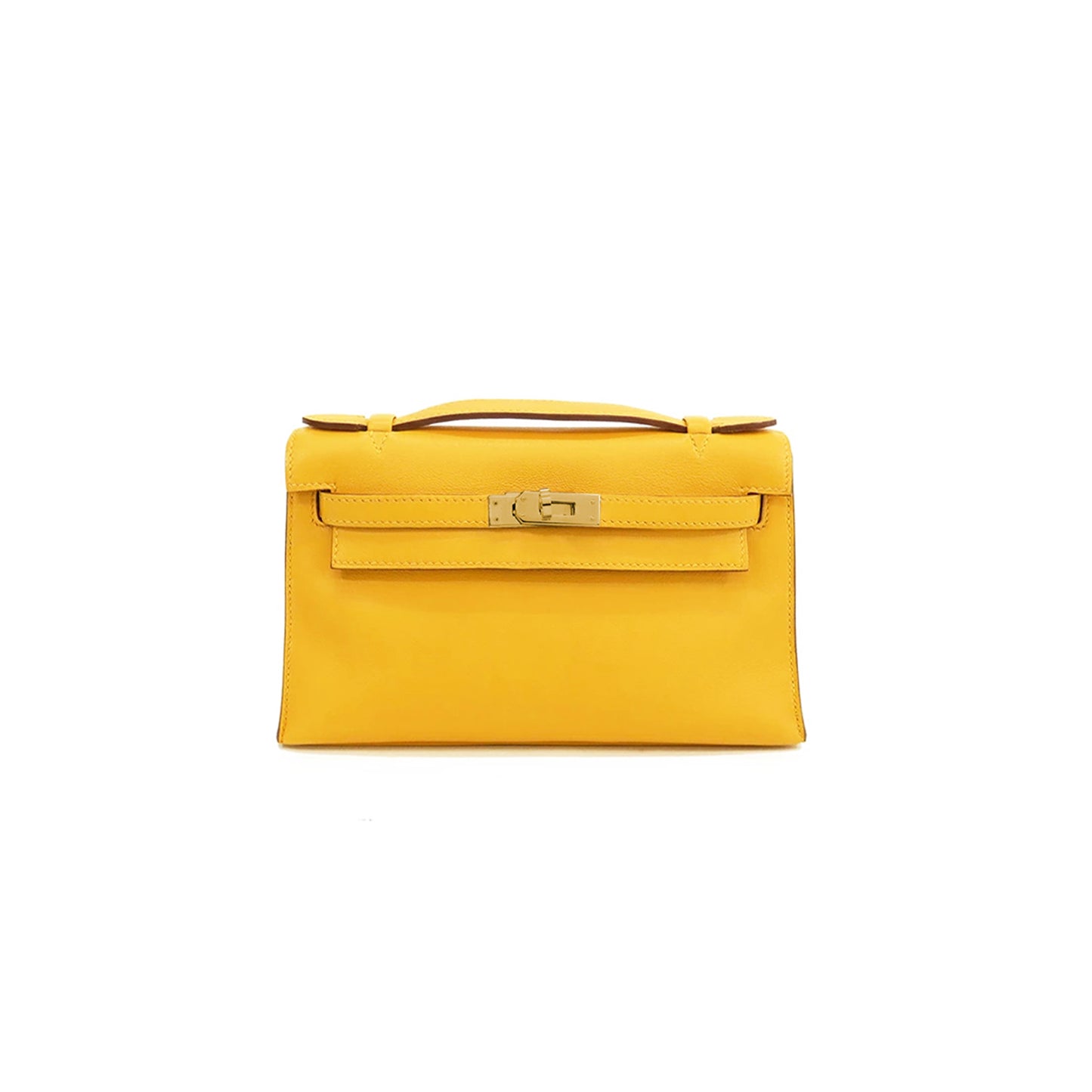 H**mes kelly pochette jaune d’ swift gold hardware (22*14*7cm)