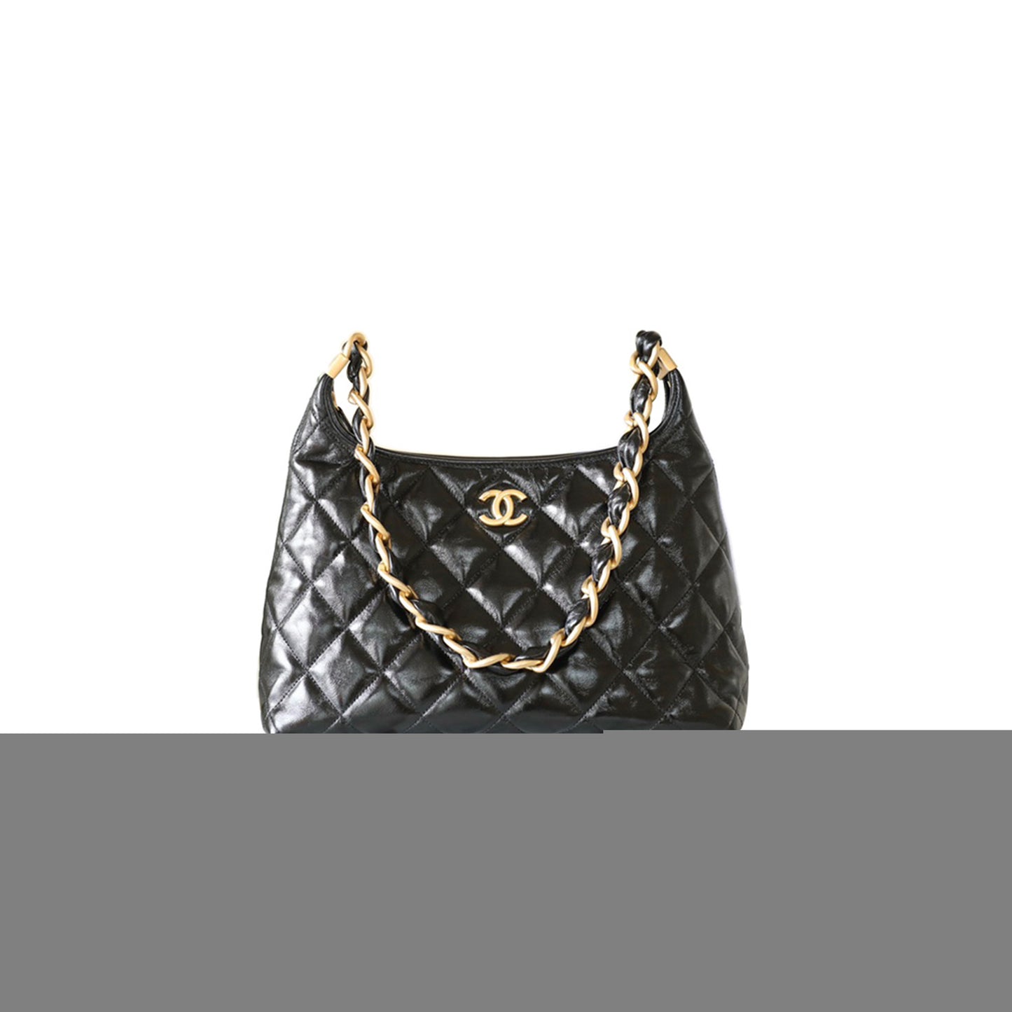 Ch*el master 24a hobo hand shoulder bag black large size as4923 (32*29*11cm)