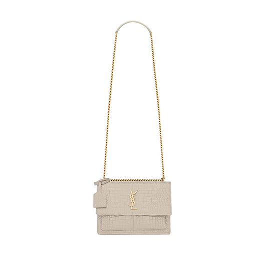 Y*L sunset medium chain bag in crocodile-embossed shiny leather 442906dnd0j9207 (22*16*6.5cm)