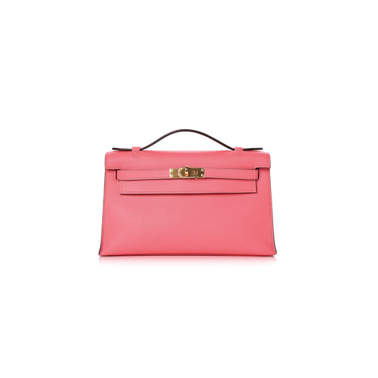 H**mes swift kelly pochette clutch rose azalee (22*14*7cm)
