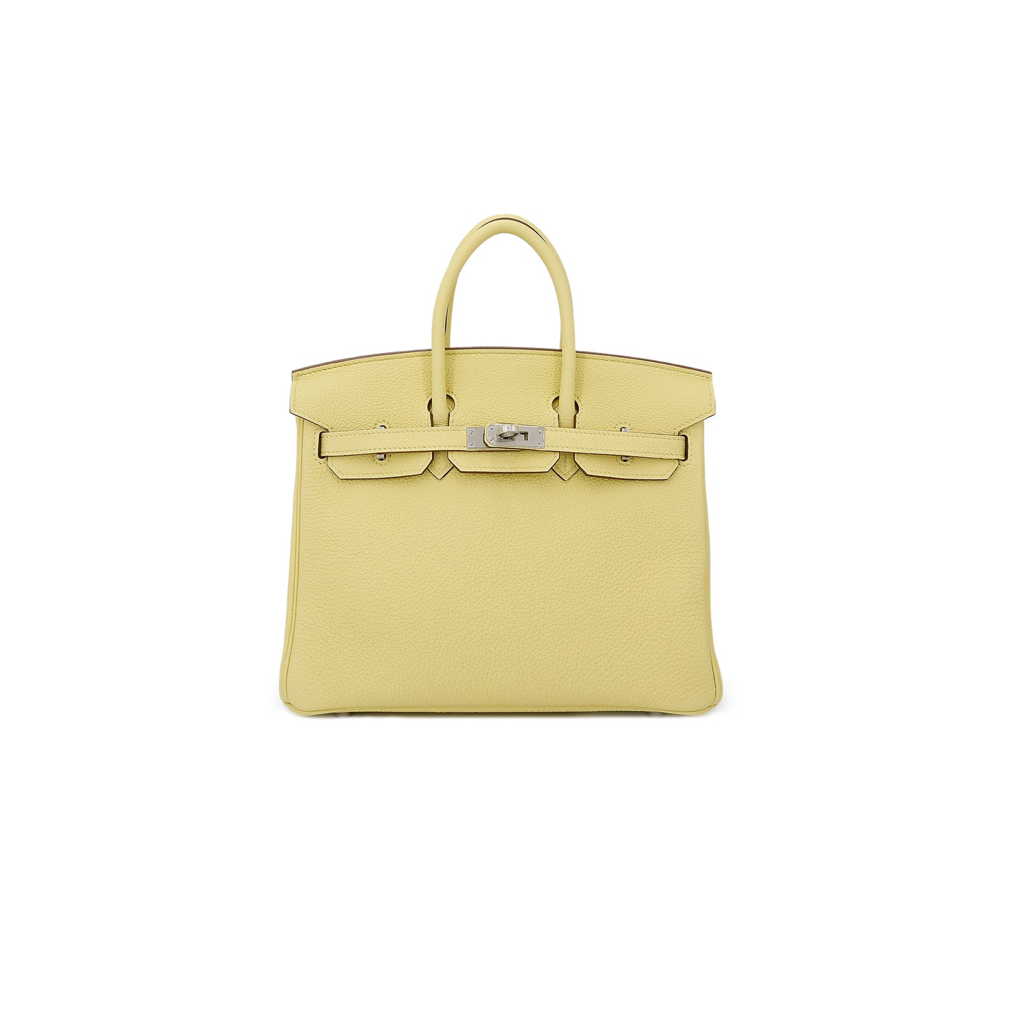 H**mes master birkin 30 togo leather lemon yellow silver buckle bag 1271660027 (30*23*15cm)
