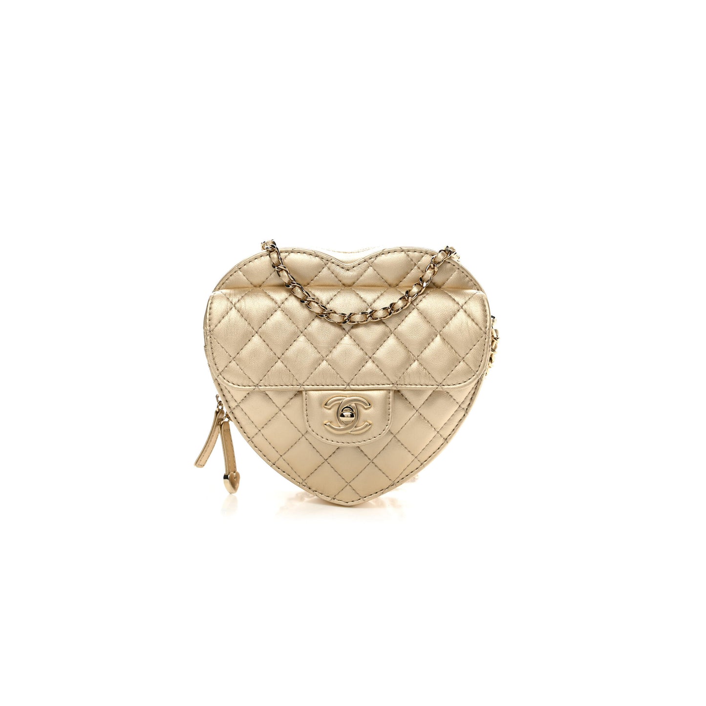 Ch**el heart bag lambskin in gold as5764 (19*17*5.5cm)