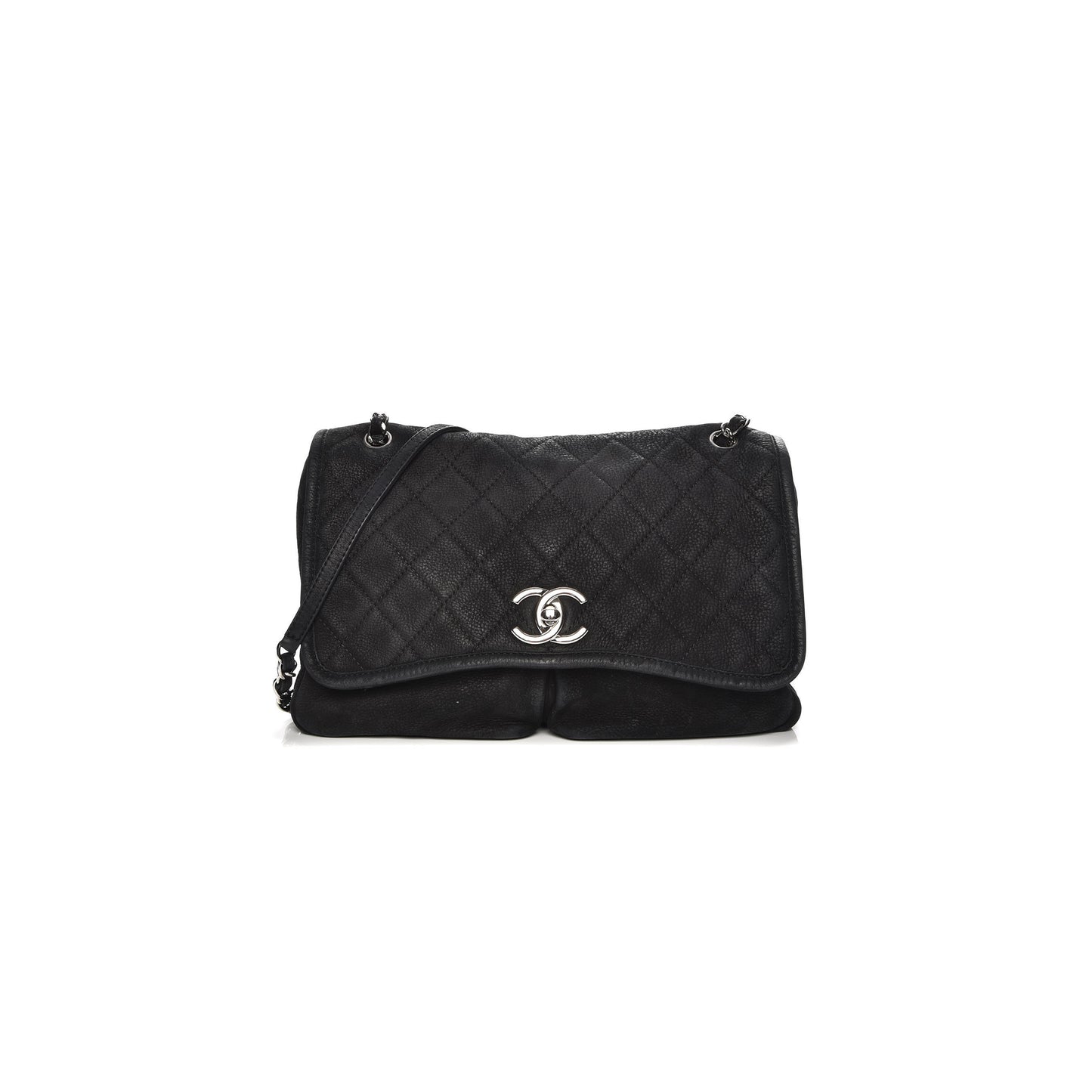 Ch*el large ultra soft suede calfskin natural beauty flap black (33*22*9cm)