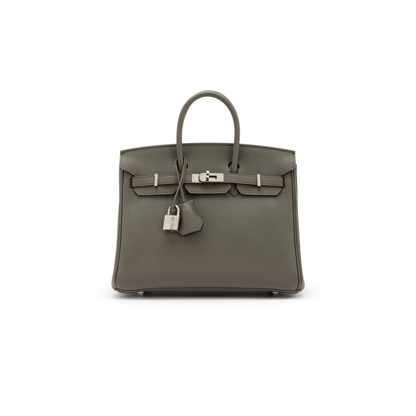 H**mes birkin 25 togo leather pewter grey silver buckle bag bk258ftgss (25*20*13cm)