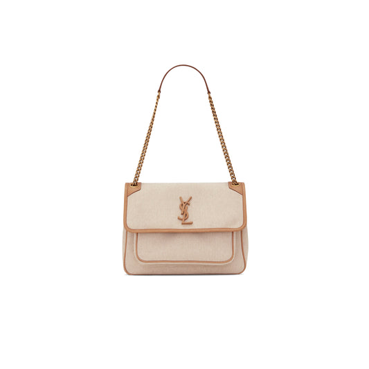 Y*L niki medium chain bag in canvas with smooth leather 498894633151 (28*20*8.5cm)