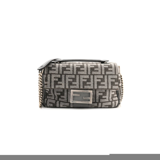 F**di chenille vitello seta ff midi chain baguette anthracite asfalto (22*13*6cm)