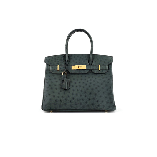 H**mes master birkin 25 ostrich olive gold buckle h041944ck79 (25*20*13cm)
