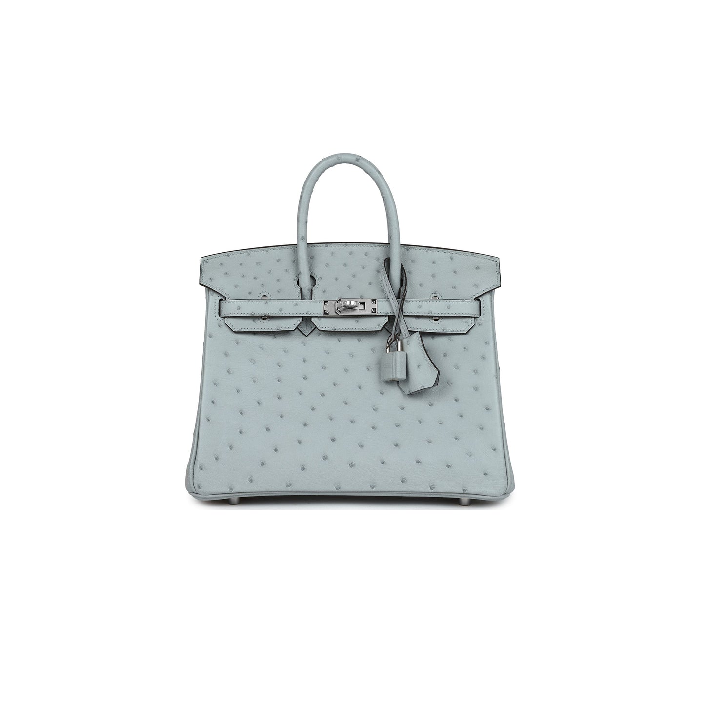 H**mes master birkin 25 ostrich leather linen blue silver buckle h041944ck64 (25*20*13cm)