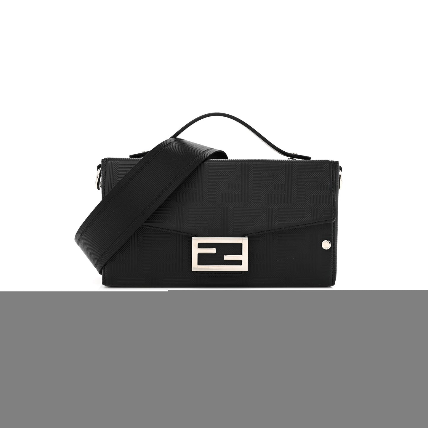 F**di vitello king ff lines embossed baguette soft trunk black (22*12*6cm)
