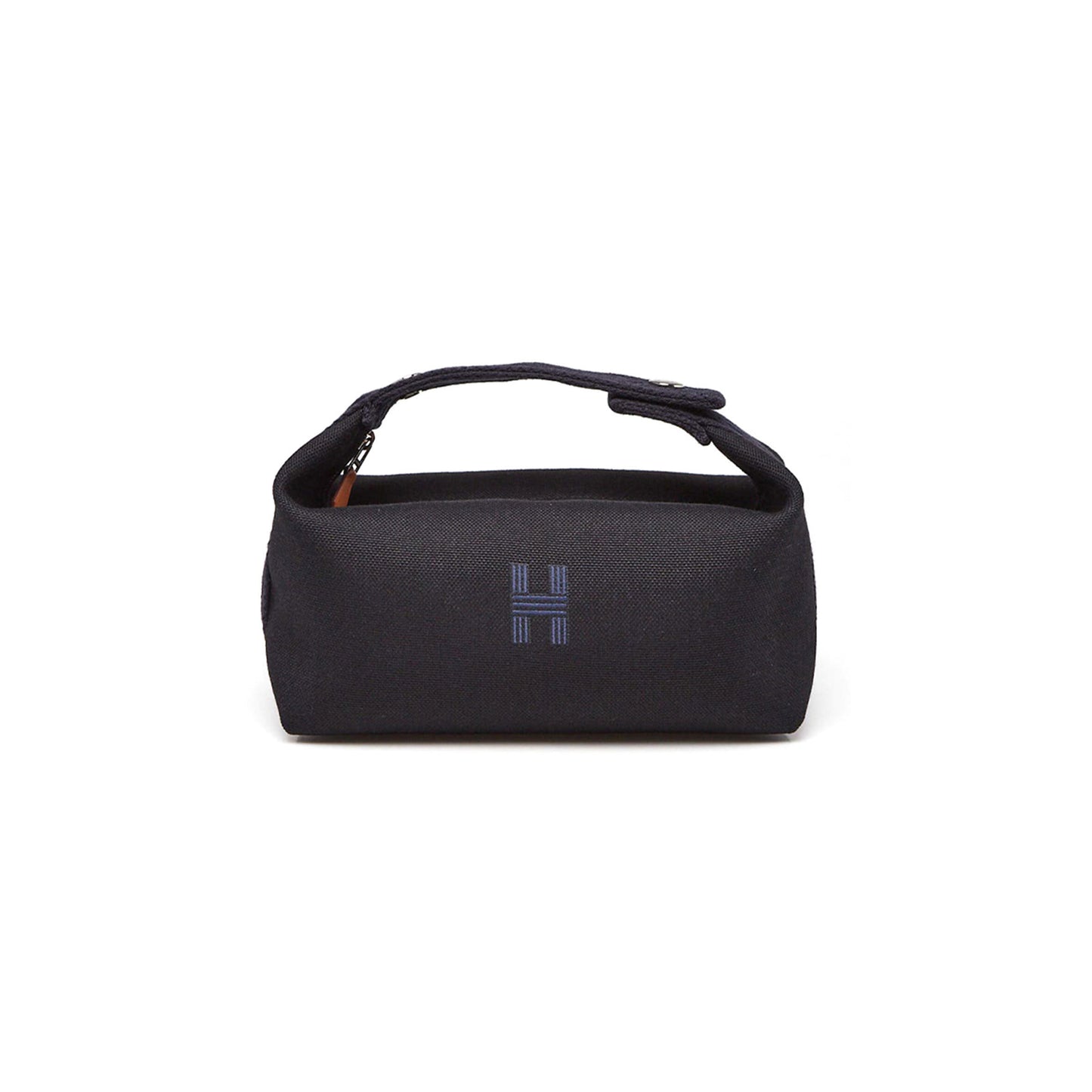 H**mes BLEU NUIT BLACK COTTON CANVAS SMALL MODEL BRIDE-A-BRAC CASE (25*21*14cm)