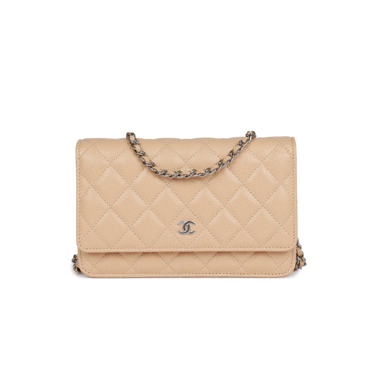 Ch*el wallet on chain woc beige caviar silver hardware (19*12*4cm)